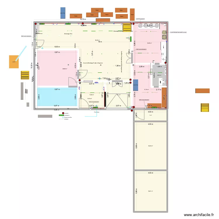 Hangar Cotations 3. Plan de 11  et 267 m²