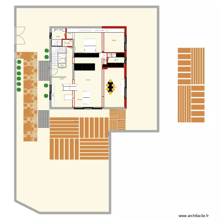 41 SORINS RDC RENOVATION + EXTENSION. Plan de 12 pièces et 620 m²