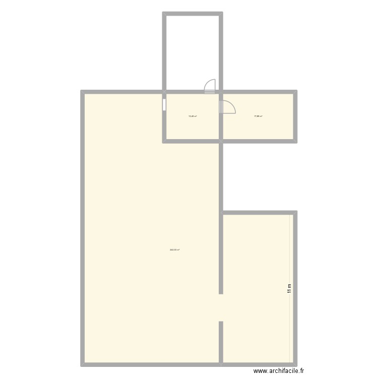 atelier. Plan de 3 pièces et 274 m2