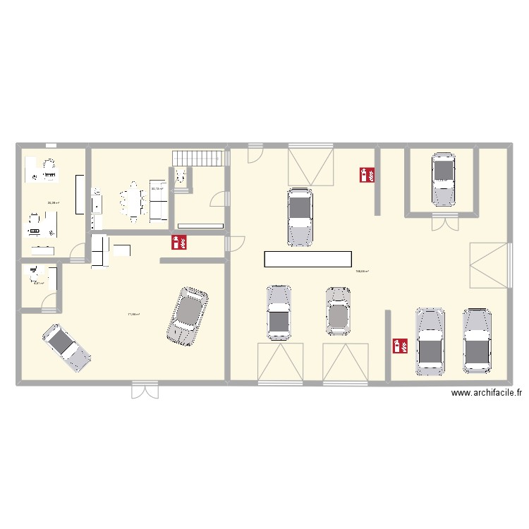 plan de garage. Plan de 6 pièces et 305 m2