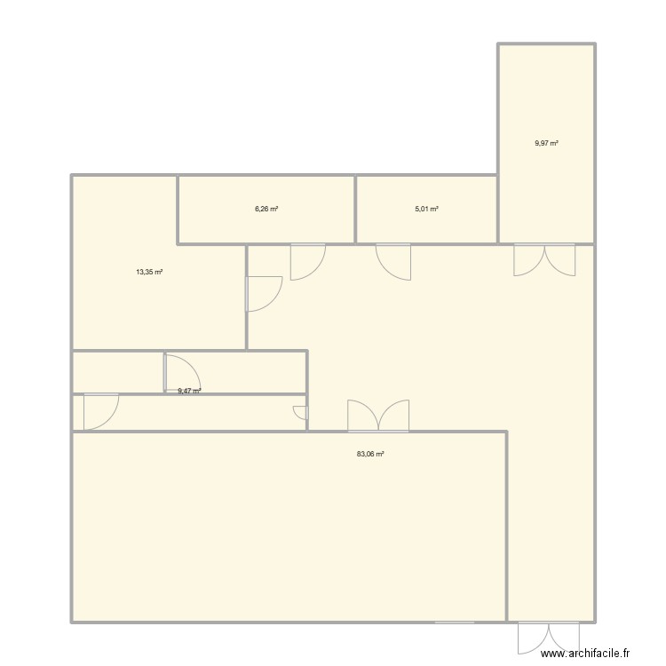plan magasin. Plan de 6 pièces et 127 m2