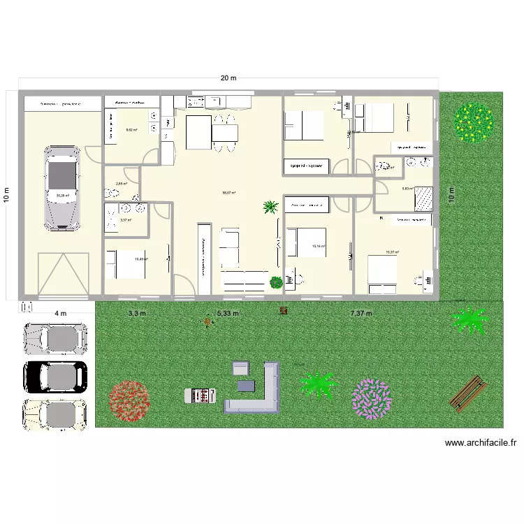 Jo et Chris 2. Plan de 11 pièces et 180 m²