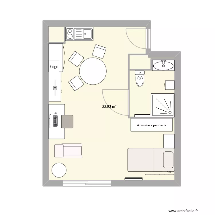 MARPA. Plan de 1 Pièce et 33 m²