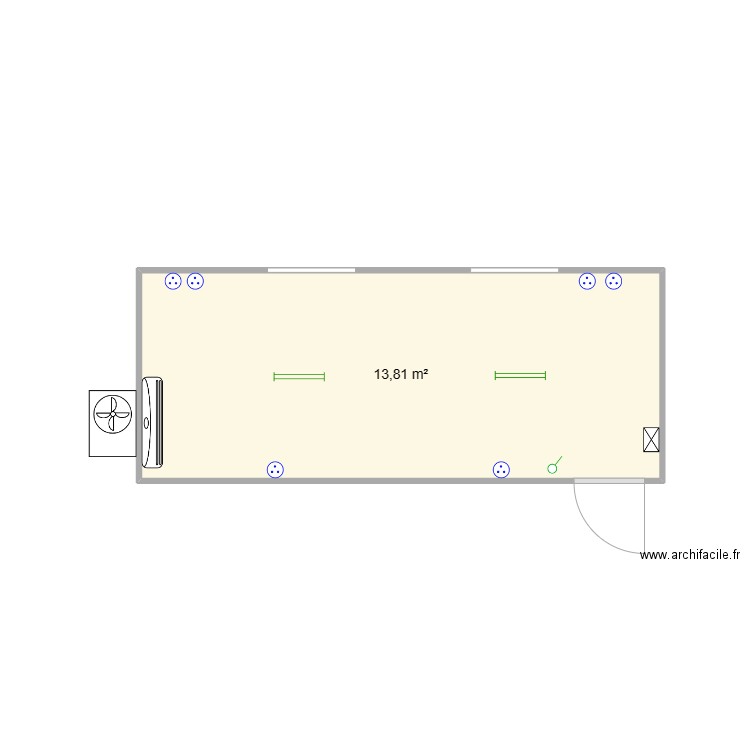 La Poste dembeni. Plan de 1 pièce et 14 m2