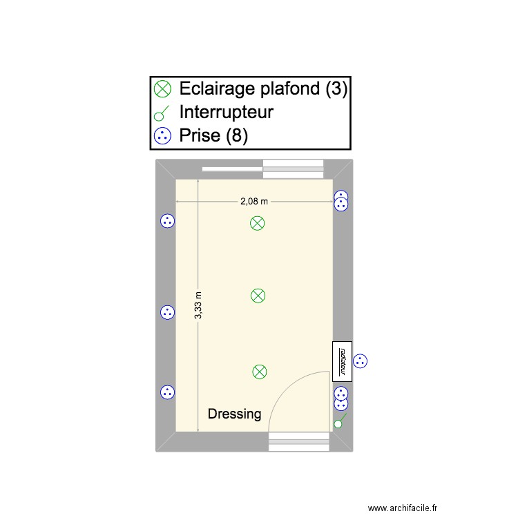 appartement l'isle adam dressing. Plan de 1 pièce et 7 m2