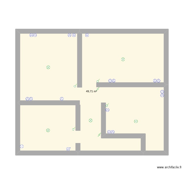 Electricité 1er etage. Plan de 1 pièce et 50 m2