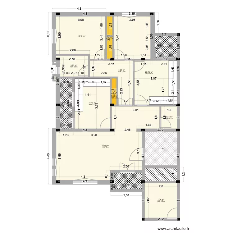etage 1. Plan de 16 Pièces et 121 m² etage 1. Plan de 16 Pièces et 121 m²