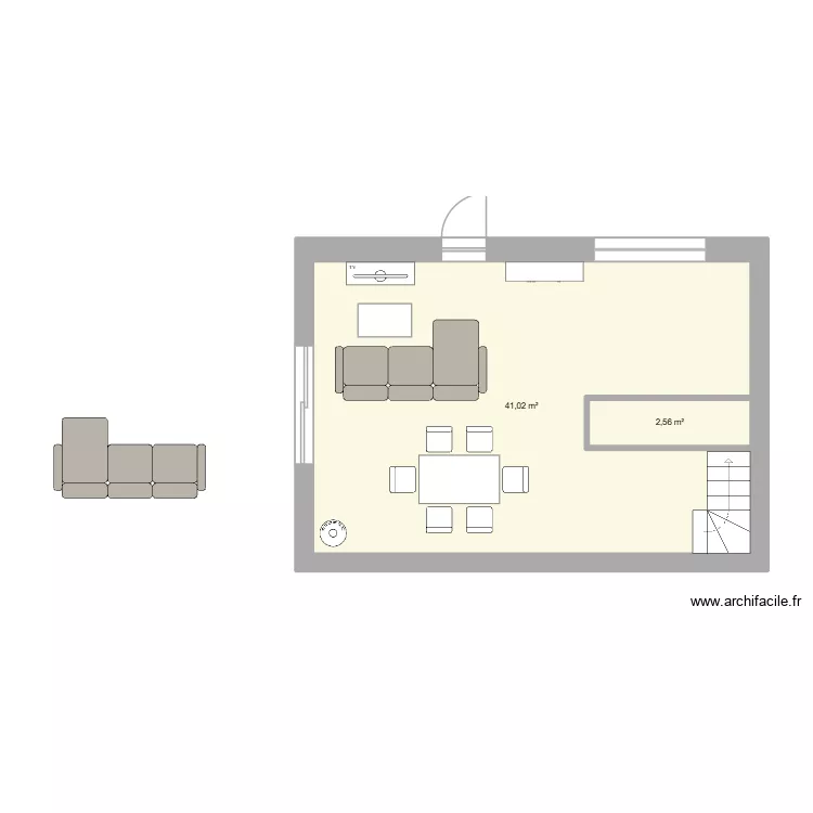 Plan RDC maison 1. Plan de 2 et 44 m² Plan RDC maison 1. Plan de 2 et 44 m²