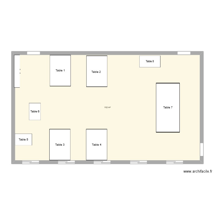 classe. Plan de 1 pièce et 112 m2