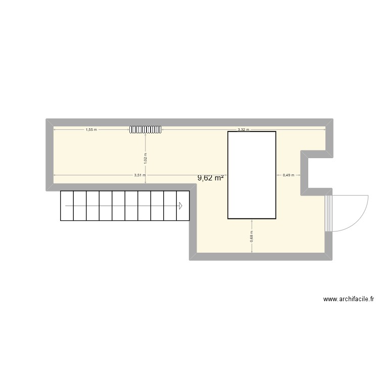 Mezzanine. Plan de 1 pièce et 10 m2