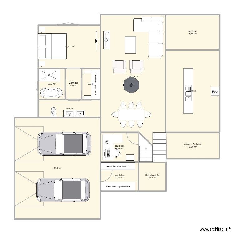 Maison V1. Plan de 13 pièces et 156 m2
