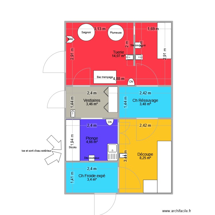 EANA 40m2. Plan de 6 pièces et 37 m2