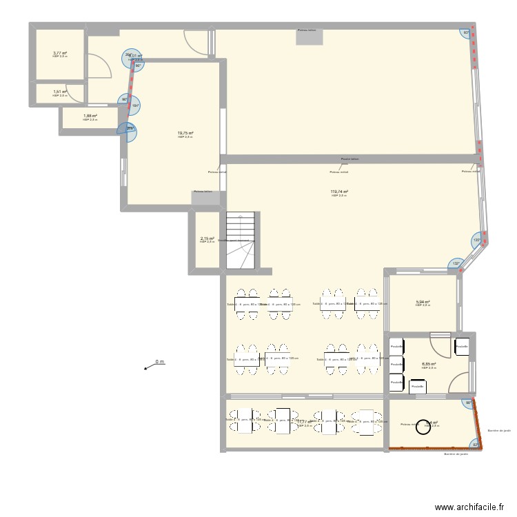 RESTO TERRASSE 03. Plan de 11 pièces et 188 m2