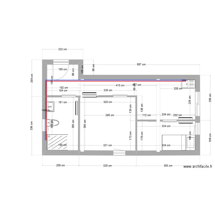 LOG Gard Alim Eau. Plan de 4 pièces et 34 m2