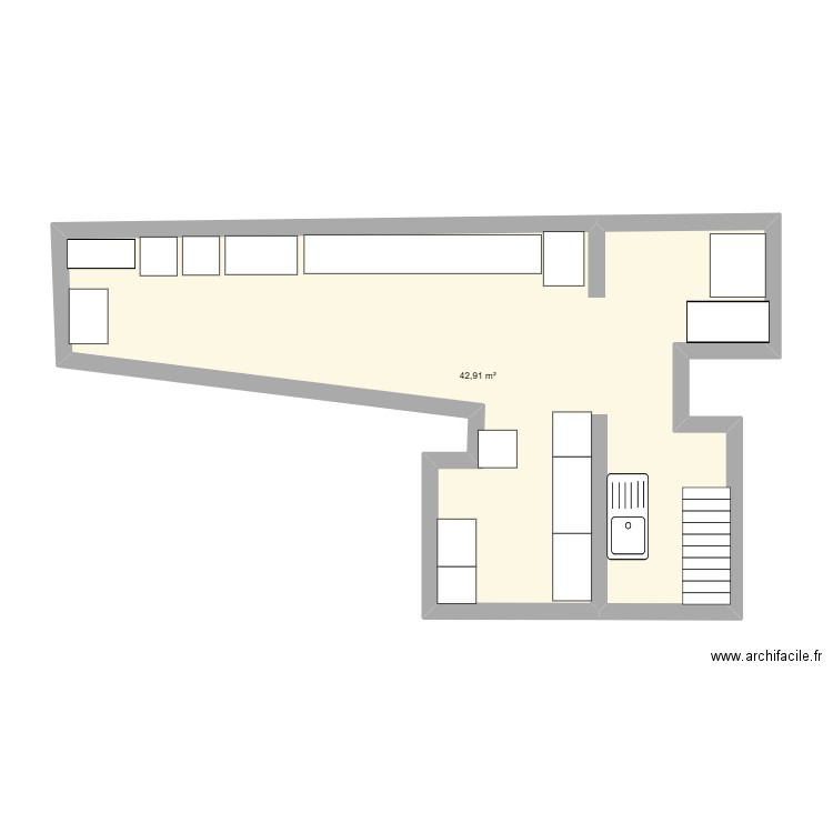 Plan labo. Plan de 1 pièce et 43 m2