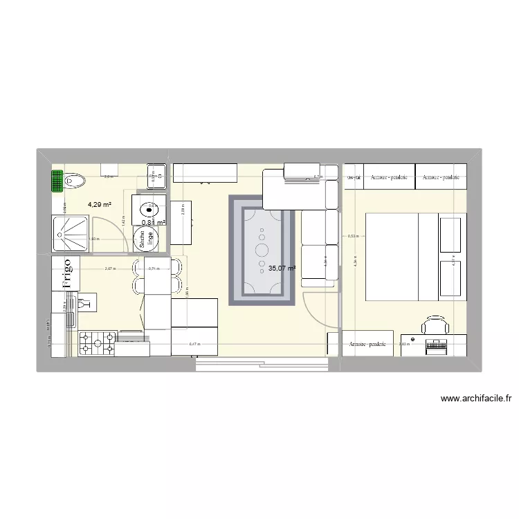 cave. Plan de 3  et 40 m²