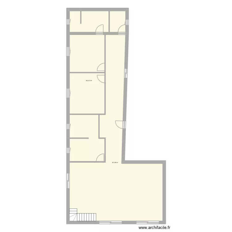 RDC défénitif en rénovation. Plan de 2 Pièces et 148 m² RDC défénitif en rénovation. Plan de 2 Pièces et 148 m²