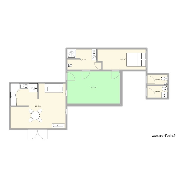david. Plan de 6 pièces et 66 m2