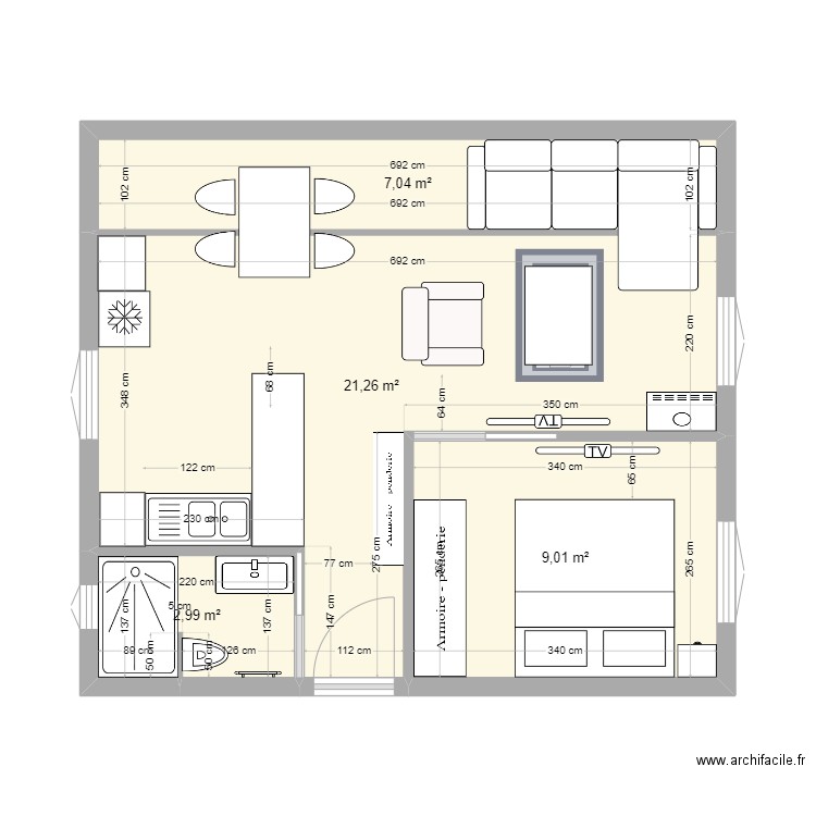 Saint Etienne de Tinee 4. Plan de 4 pièces et 40 m2