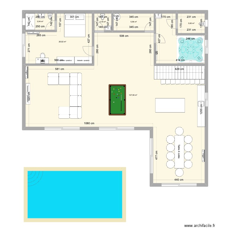 DEMI SOUS SOL. Plan de 6 pièces et 162 m2