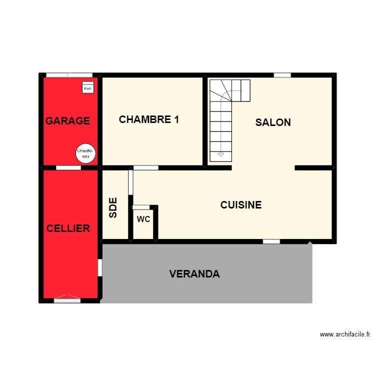 HUET. Plan de 7 pièces et 35 m2