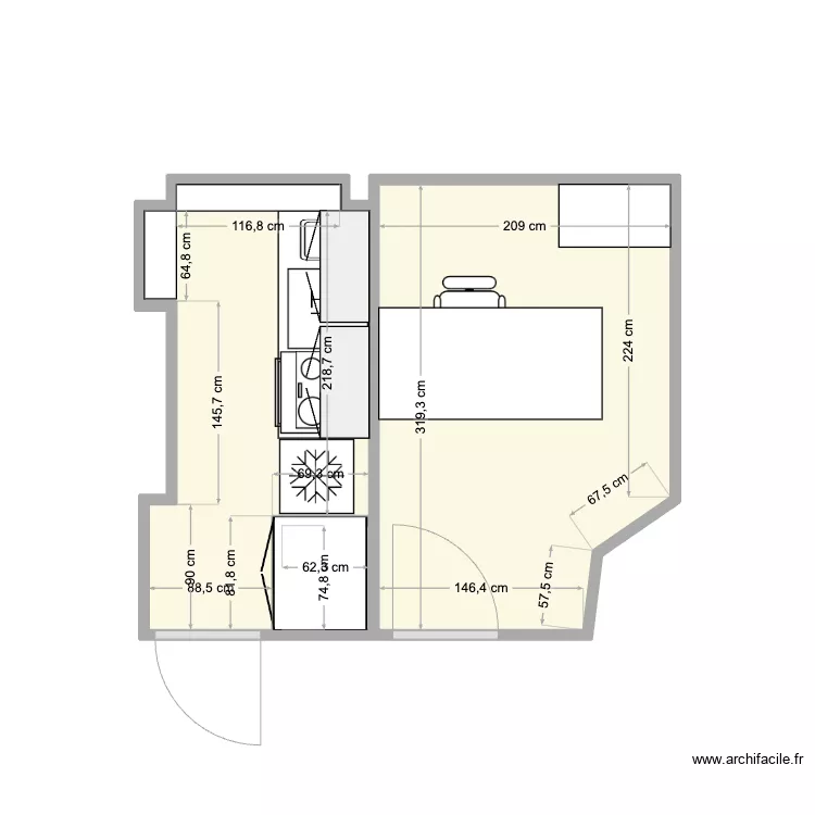 CUISINE + BUREAU LALO. Plan de 
