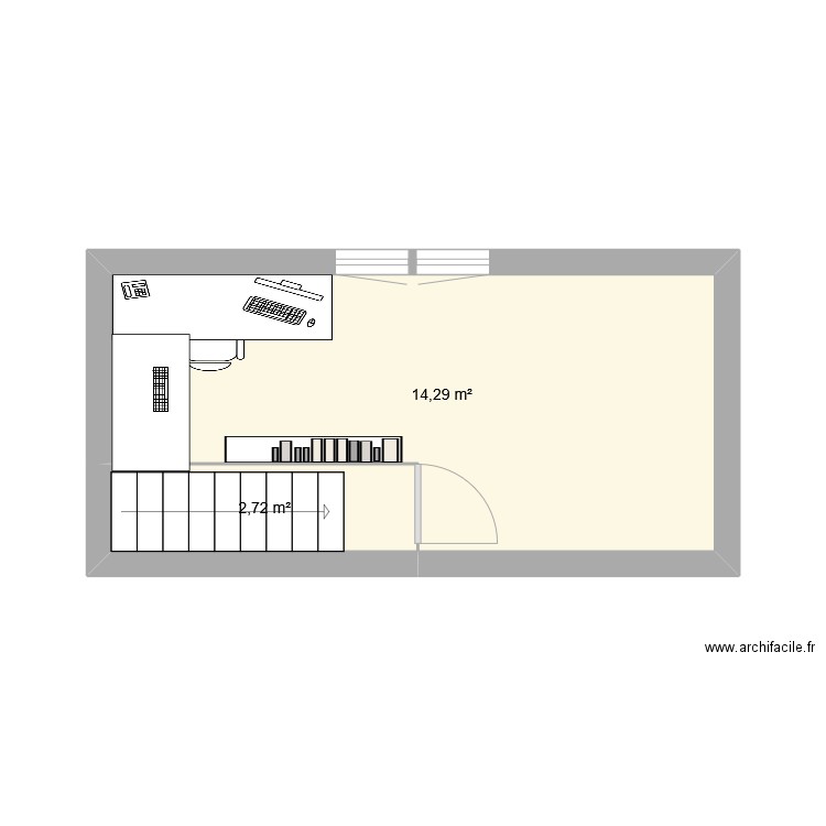Plan bureau étage. Plan de 2 pièces et 17 m2