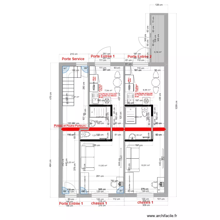 immeuble1 RDC V2 2 studios. Plan de 