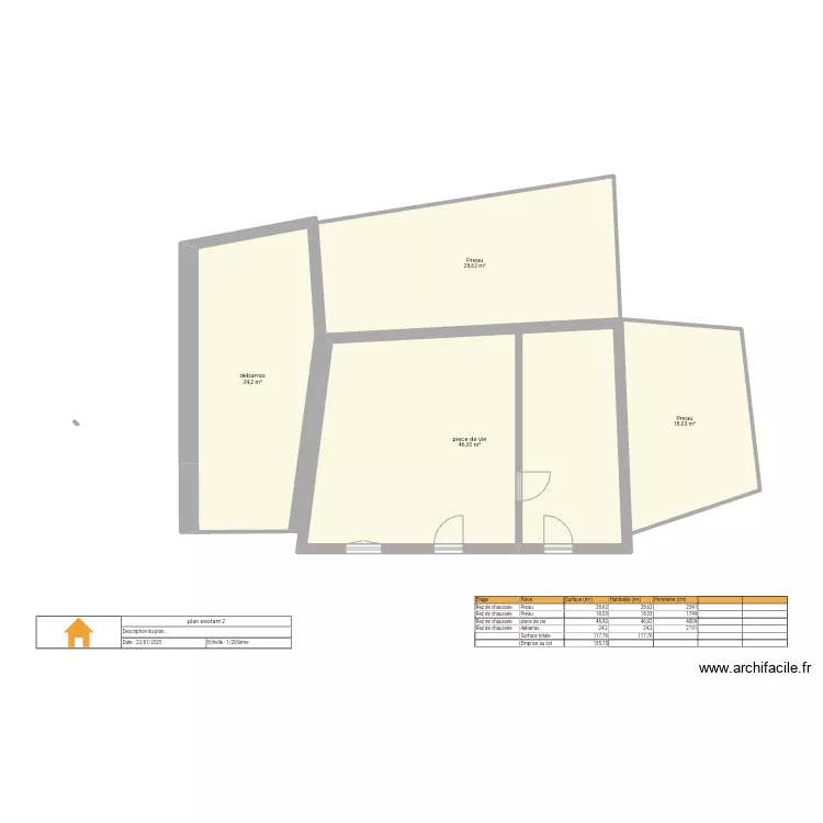 plan existant 2. Plan de 