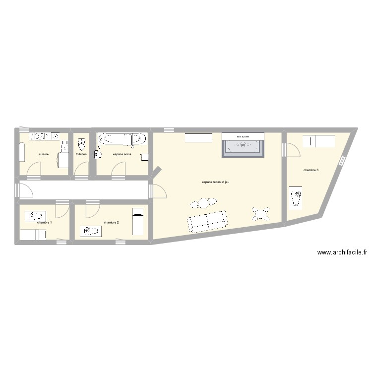 plan appartement. Plan de 7 pièces et 89 m2