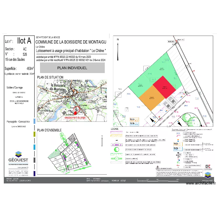 La Boissière de Montaigu-Le Chêne. Plan de La Boissière de Montaigu-Le Chêne. Plan de