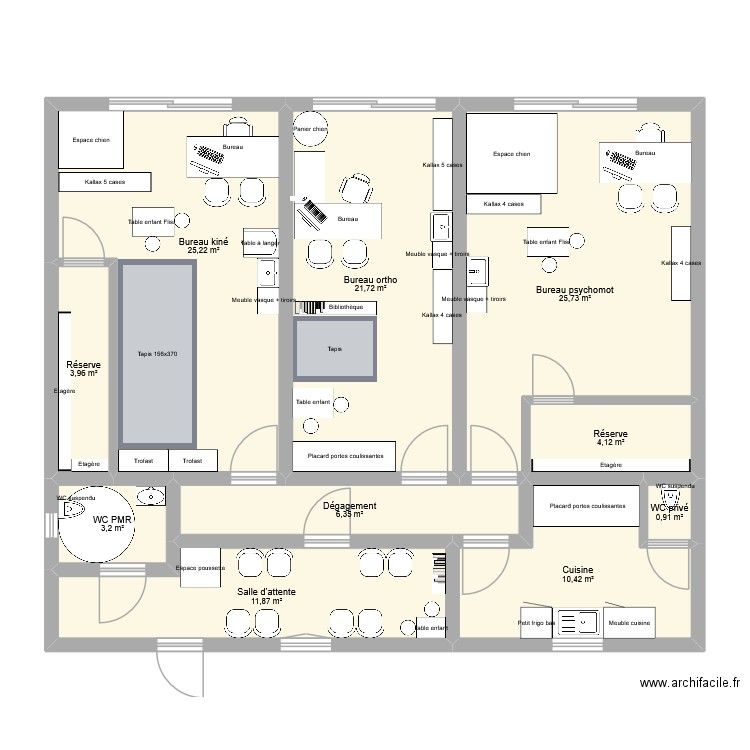 Cabinet paramed 2 Astrid 1. Plan de 10 pièces et 114 m2