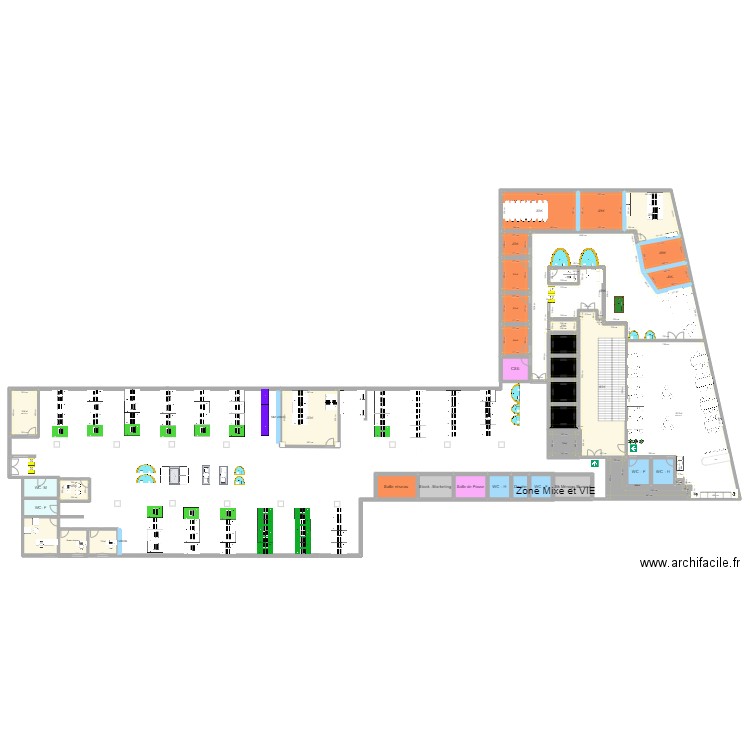 TRZW_01 _V01  Proposition 02 Zone Mixte + Cafeteria . Plan de 37 pièces et 661 m2