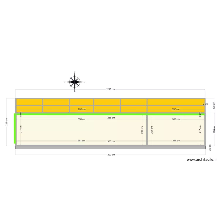 Bazoches 410 DP3 COUPE NORD 2. Plan de 13  et 38 m²
