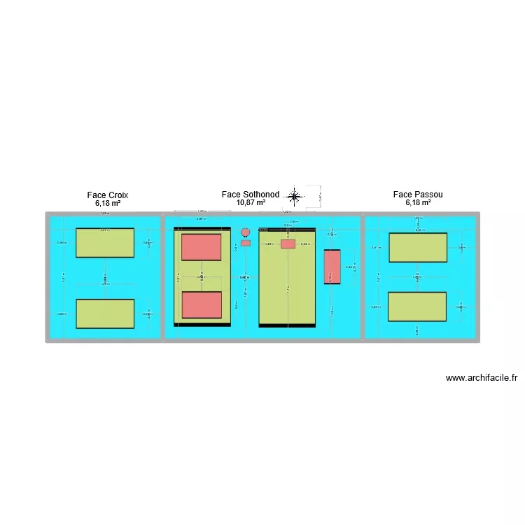 Transfo Sothonod. Plan de 3 Pièces et 23 m²