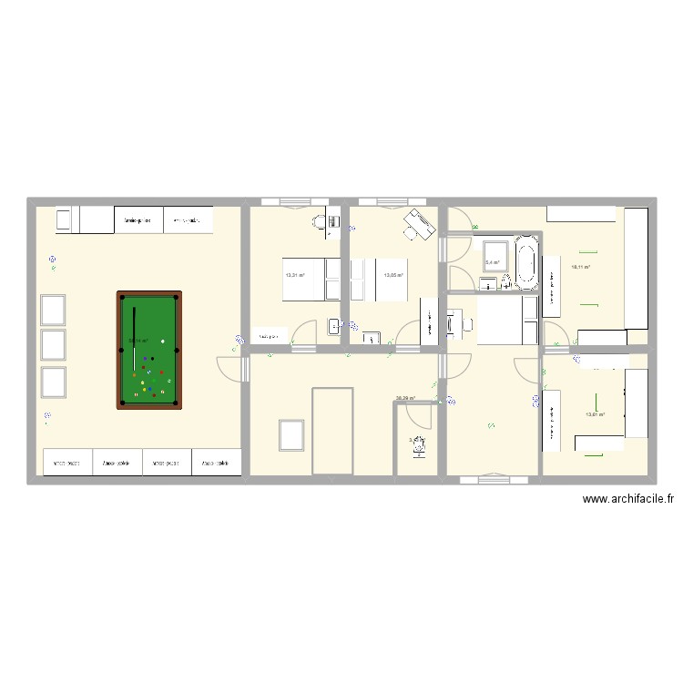 Maison Beauchamp amenagement. Plan de 18 pièces et 325 m2