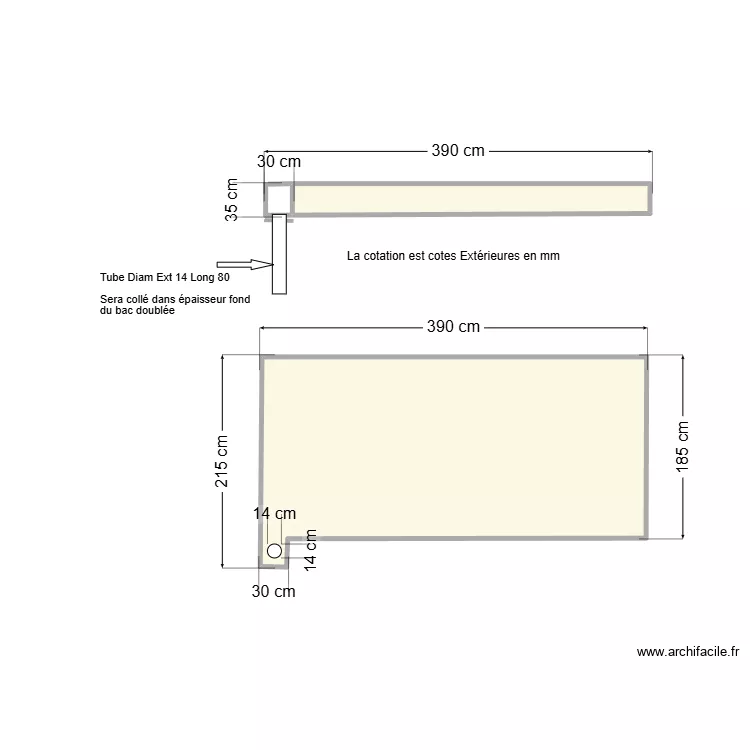 Bac PVC condensa. Plan de 