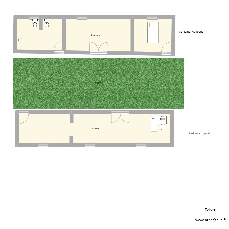 GRAND CARBET. Plan de 2 pièces et 58 m2