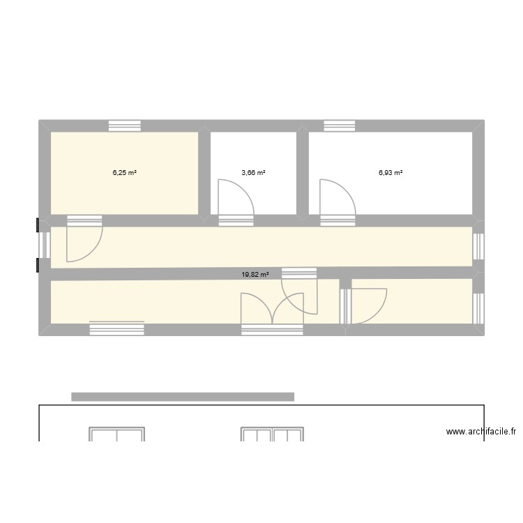 mkl. Plan de 4 pièces et 37 m2