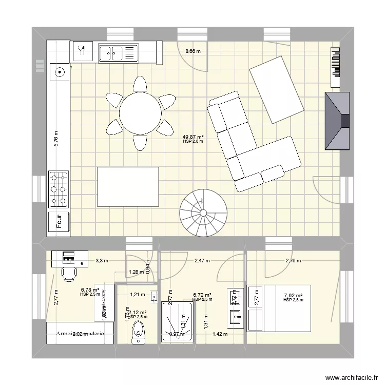 loic. Plan de 5 pièces et 73 m²
