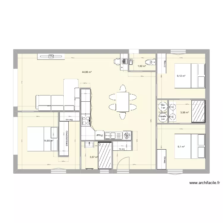 MAISON DEFEND. Plan de 8  et 88 m²