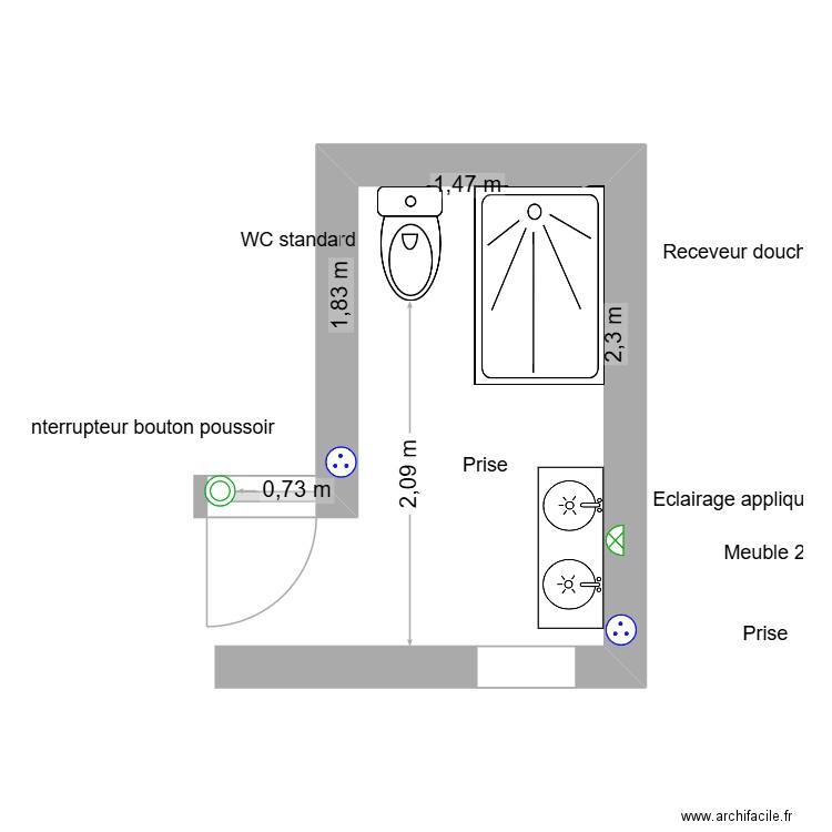salle de bain. Plan de 0 pièce et 0 m2