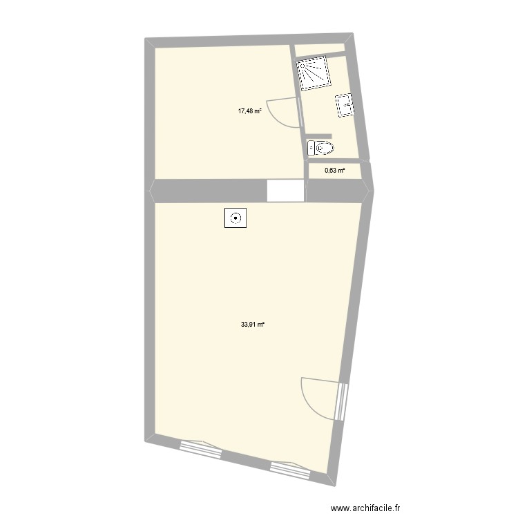 Tallard N1. Plan de 3 pièces et 52 m2