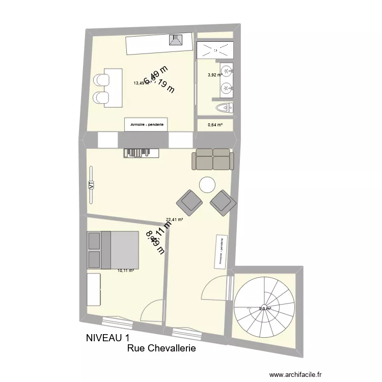 Tallard N1apr&egrave;s travaux. Plan de 6  et 56 m²