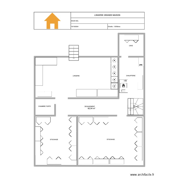 CAVE LINGERIE GRANDE MAISON . Plan de 1 pièce et 83 m2
