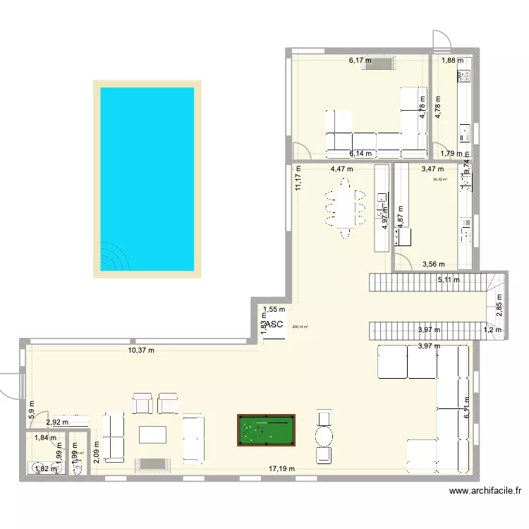entr&eacute;e. Plan de 3  et 228 m²