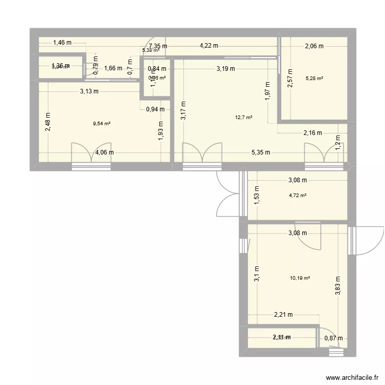 plan 1 futur. Plan de 9  et 51 m²