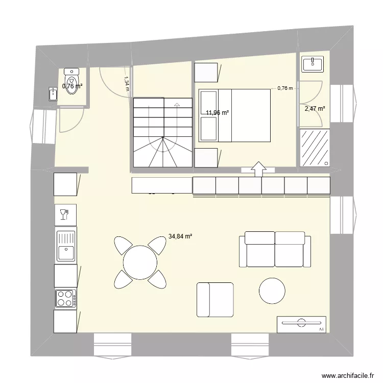 Vallon restructuration 3. Plan de 4  et 50 m²