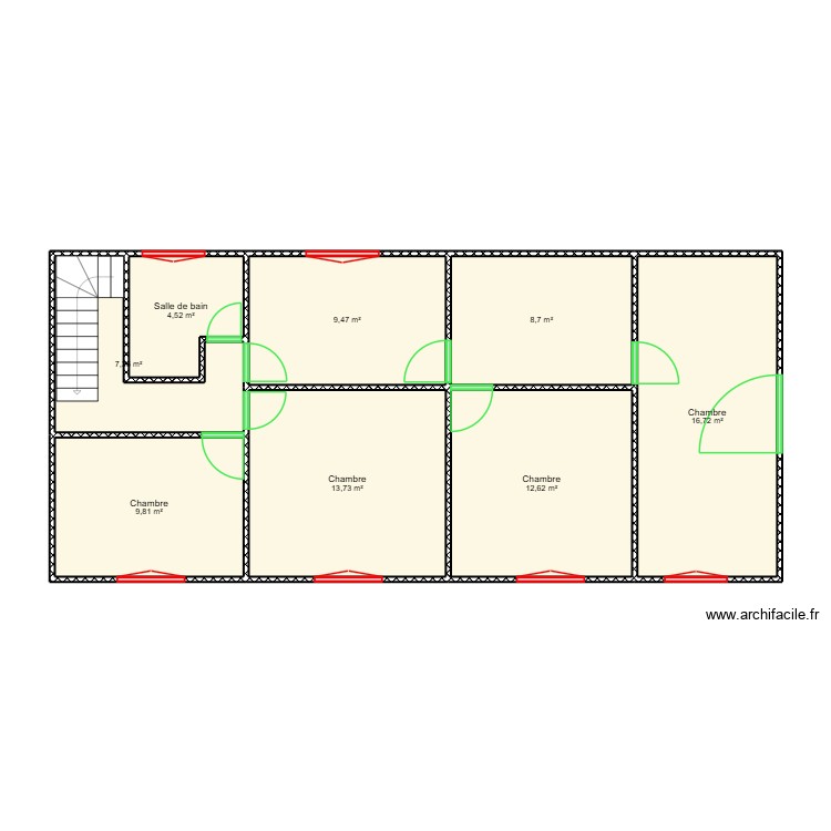 premier &eacute;tage. Plan de 0 pièce et 0 m2