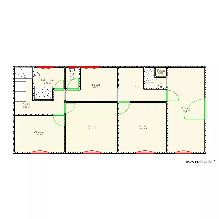 premier &eacute;tage. Plan de 11  et 82 m²